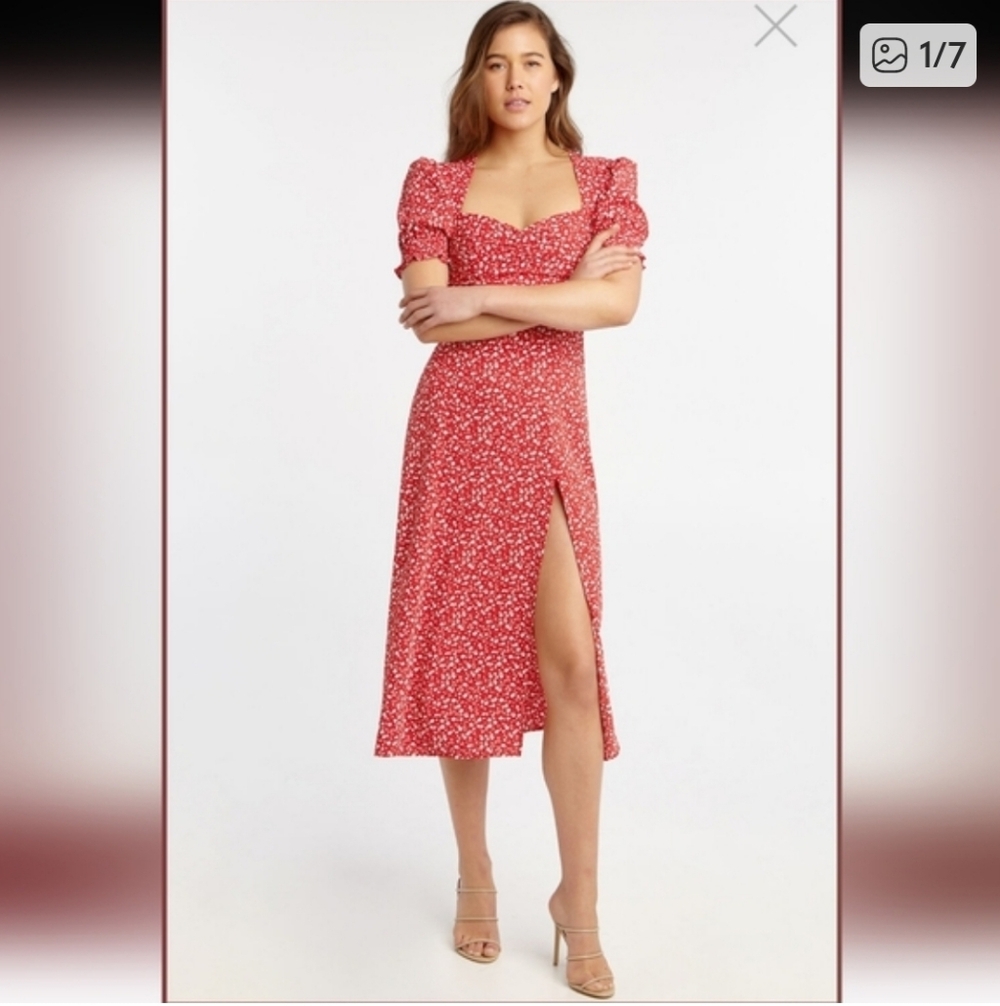 BARDOT Millie Sweatheart Neckline Midi Garden Party Wedding Guest Dress